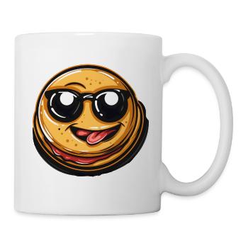 Lustiger Pancake mit Sonnenbrille Karneval Feiern - Tasse - Weiß - Rechts