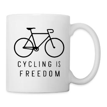 Faire du vélo, c’est la liberté - Mug blanc - blanc - Droite