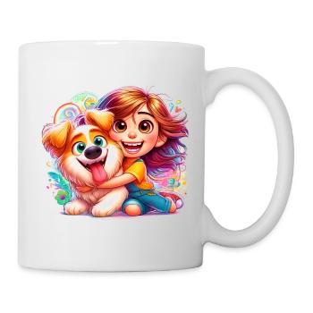 Girl with cute dog - Mug - white - Right