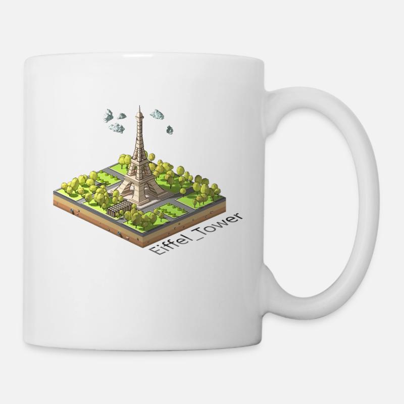 Geometrischer Low-Poly-Eiffelturm - Tasse - Weiß