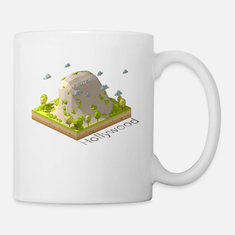 Geometrisches Low-Poly-Hollywood-Zeichen - Tasse - Weiß