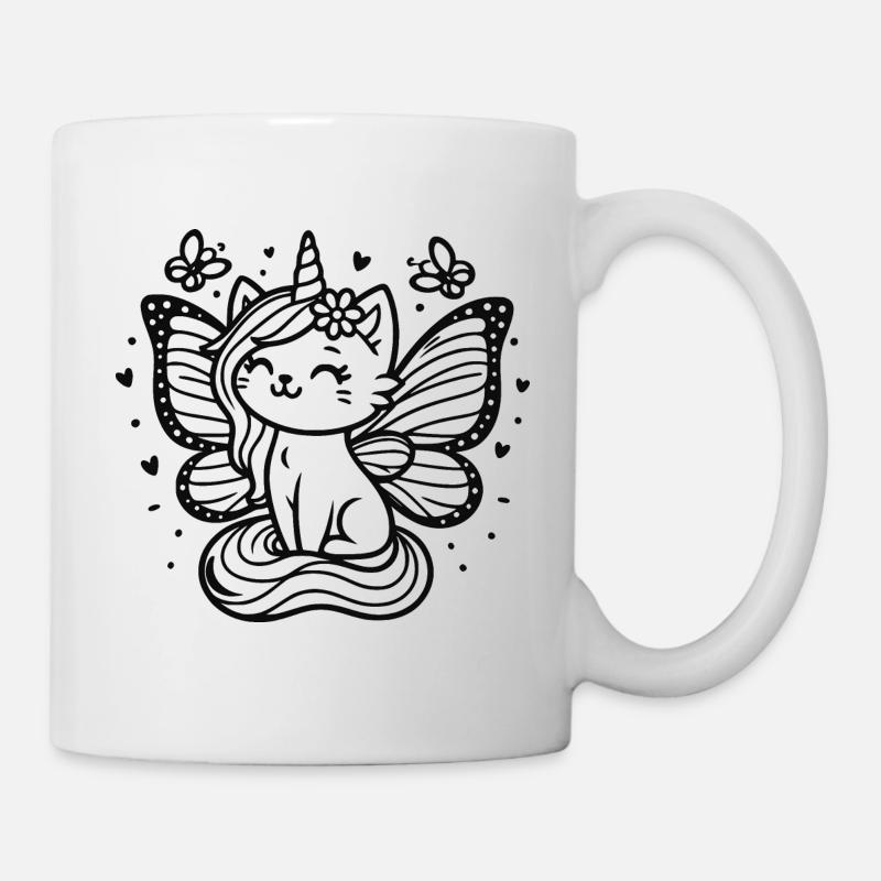 Winged Unicorn Cat (black) - Mug - white