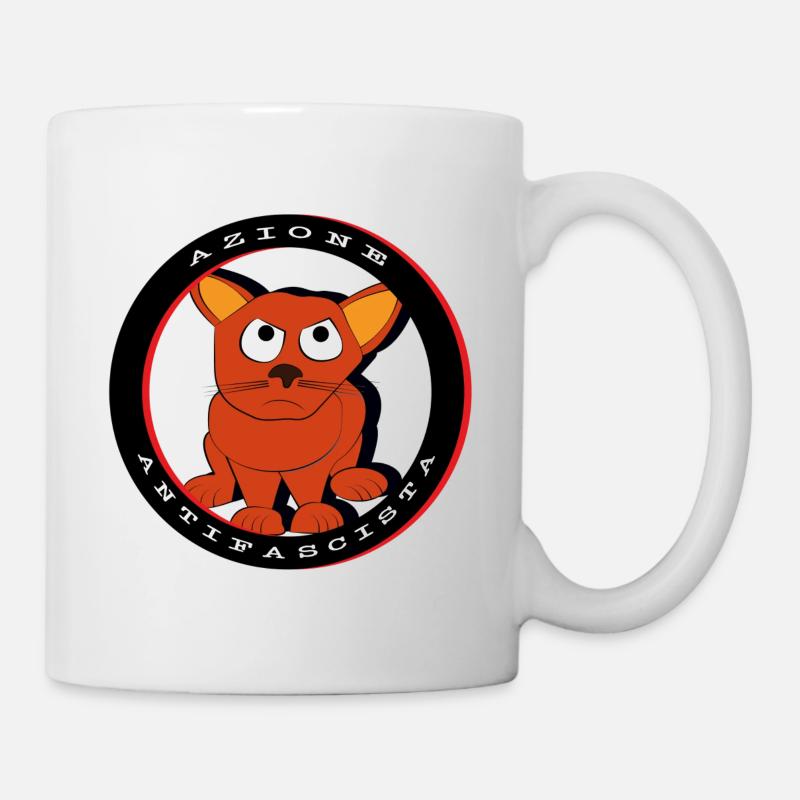 Antifaschistische Katze - Widerstand Aufkleber - Tasse - Weiß