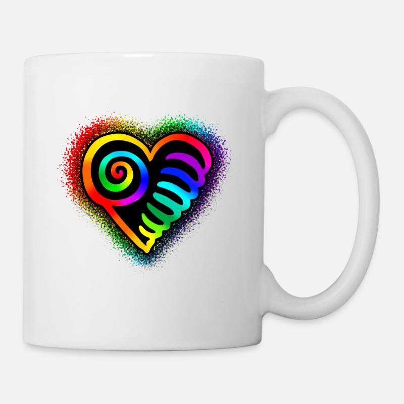Herz Regenbogenfarben bunt - Tasse - Weiß