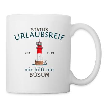Büsum, ready for vacation, lighthouse, Germany - Mug - white - Right