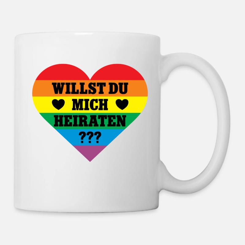 Willst Du Mich Heiraten Regenbogen Hochzeit Antrag - Tasse - Weiß