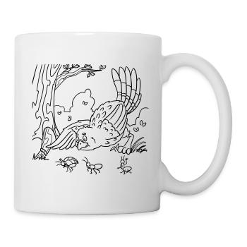 Niedlicher Vogel Ausmalbild für Kindergeburtstag - Tasse - Weiß - Rechts