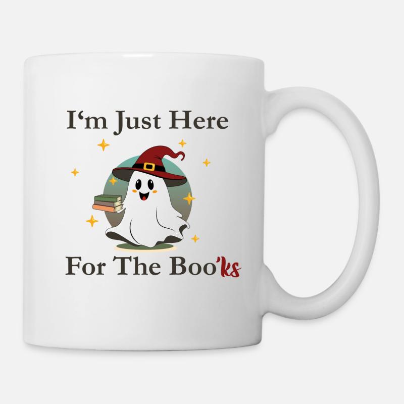 Halloweengeist mit Bücher - Tasse - Weiß