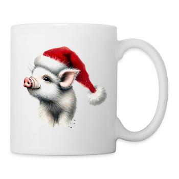 Christmas piglet with Santa hat - Mug - white - Right
