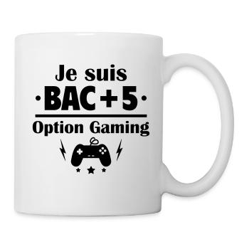 Bac+5 option gaming, fête des pères, cadeau noël - Mug blanc - blanc - Droite