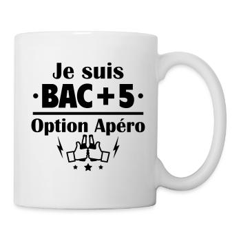 Bac+5 option apéro, fête des pères, cadeau de noël - Mug blanc - blanc - Droite
