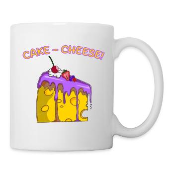 Cheese Lovers Funny Cute Cake Design for Foodies - Mug - white - Right