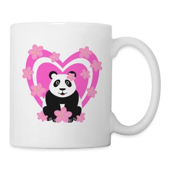 Panda mit pinken Herz und Kirschblüten. - Tasse - Weiß - Rechts