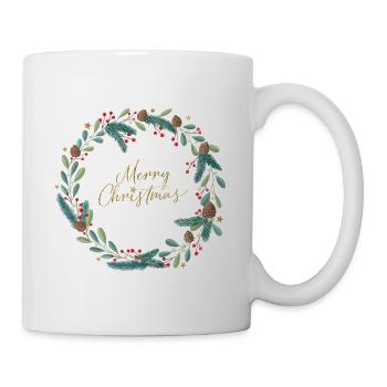 Couronne de Noël, Couronne de Noël, Joyeux Noël - Mug blanc - blanc - Droite