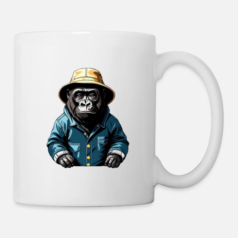 Gorilla Regenjacke - Tasse - Weiß