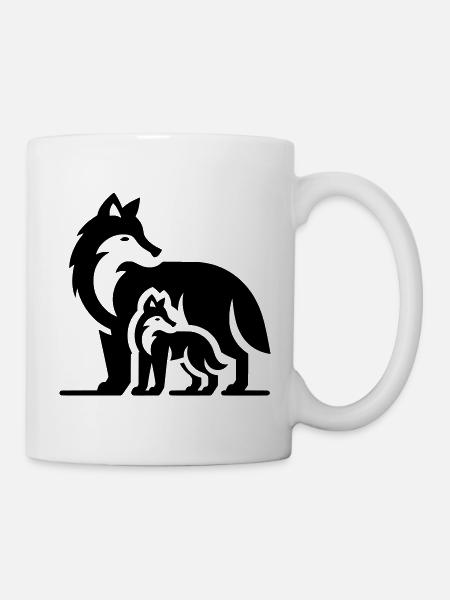 Wolf Wölfe Silhouette - Tasse - Weiß
