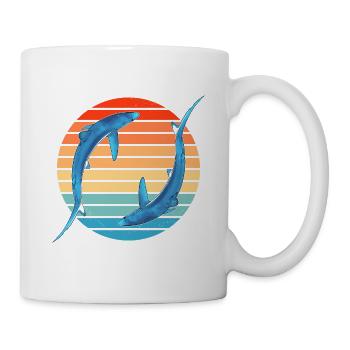 Blue Shark Retro Sunset - Mug - white - Right