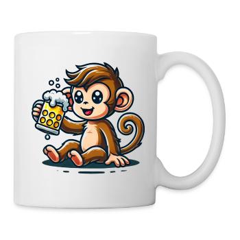 Cute Monkey Drinking Beer - Tasse - Weiß - Rechts