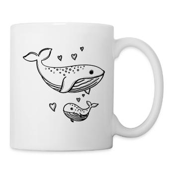 Maman baleine et bébé baleine - Mug blanc - blanc - Droite
