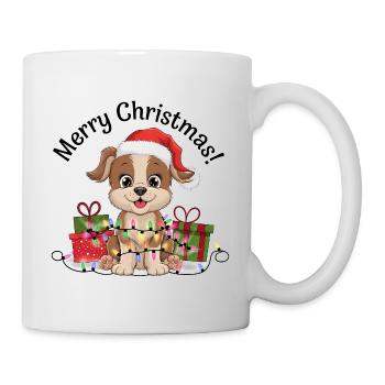Chien Noël Noël Chapeau Joyeux Noël - Mug blanc - blanc - Droite
