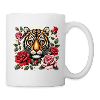 Tigre et roses - Mug blanc - blanc - Droite