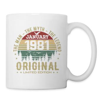 44 Year Old Birthday Gift, Born In January 1981 - Mug - white - Right