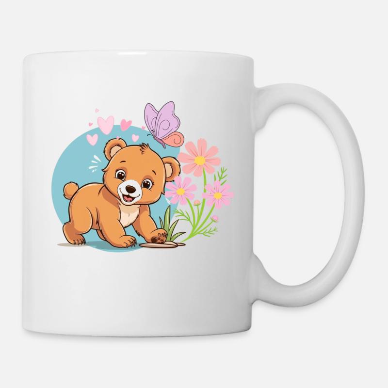 Ours brun mignon et amical - Mug blanc - blanc