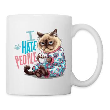 Cozy cat with coffee Introverted humor - Mug - white - Right