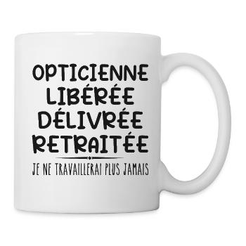 Optikerin feiert ihren Ruhestand mit humorvollem Geschenk - Tasse - Weiß - Rechts