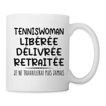 Tennisfrau feiert ihren Ruhestand mit Humor Geschenk - Tasse - Weiß - Rechts