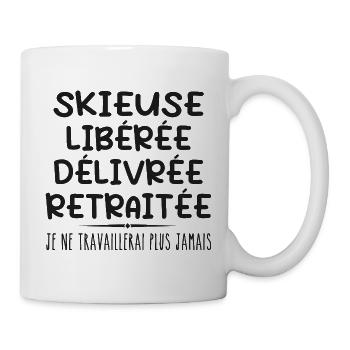 Skieuse célèbre sa retraite avec humour cadeau - Mug blanc - blanc - Droite