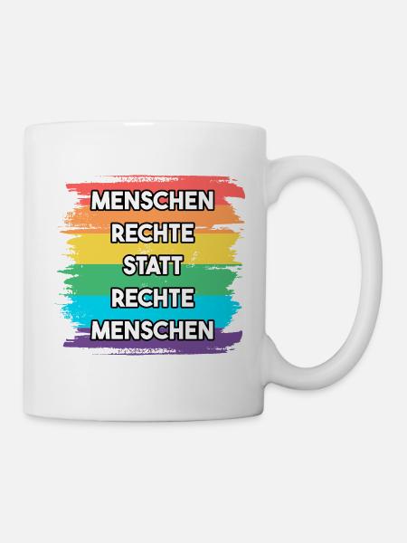 Menschenrechte statt rechte Menschen LGBT Vielfalt - Tasse - Weiß