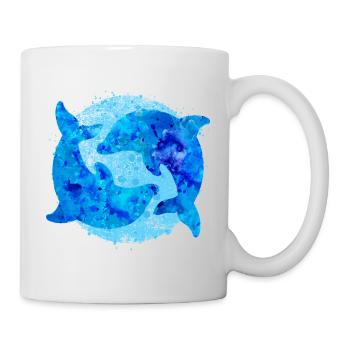 Delfine (Wasserfarben) - Tasse - Weiß - Rechts
