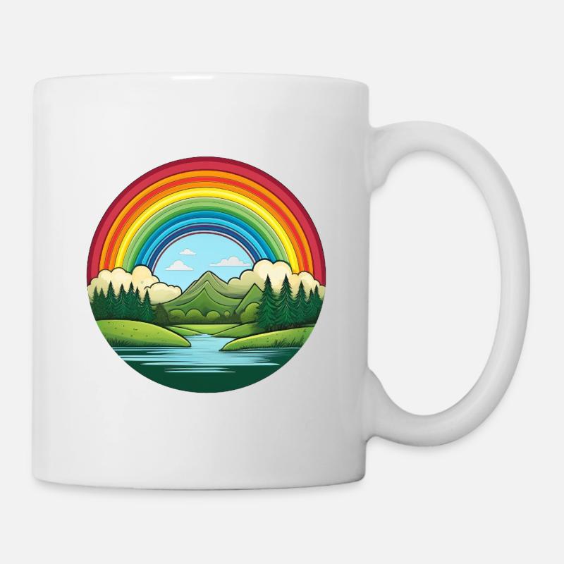 Landschaft mit Regenbogen - Tasse - Weiß