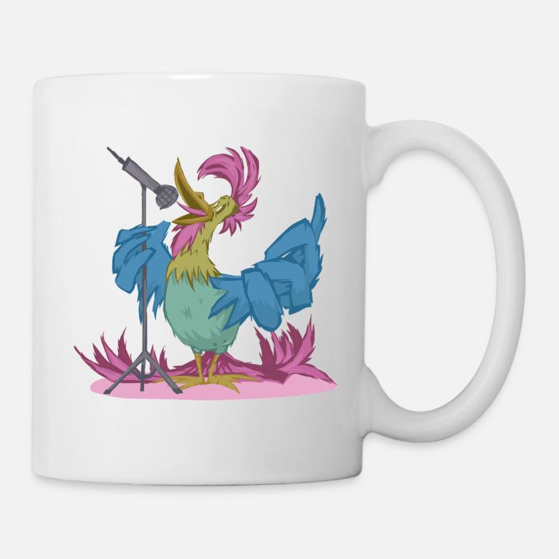 Bremen Town Musicians: Rooster at the Mic – Showtime! - Mug - white