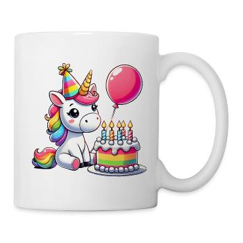 Unicorn Kid Celebrating Birthday - Tasse - Weiß - Rechts