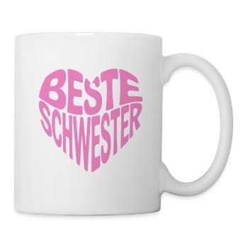 Beste Schwester Herz Spruch - Tasse - Weiß - Rechts