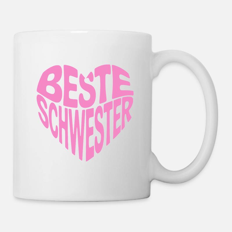 Beste Schwester Herz Spruch - Tasse - Weiß