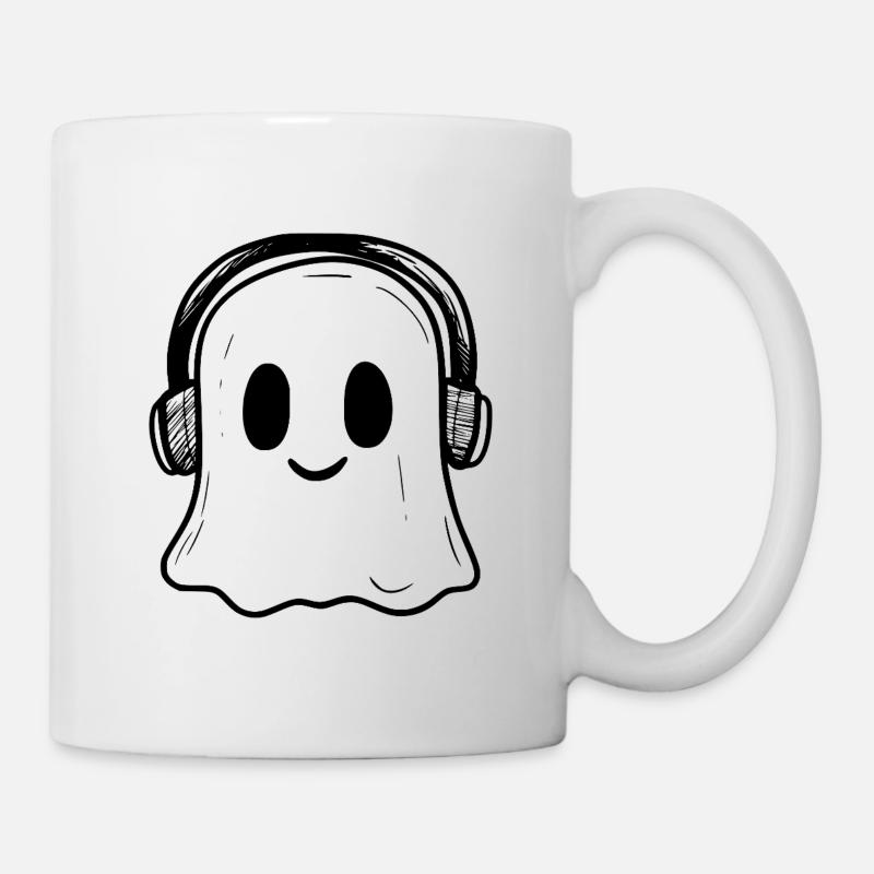 Niedlicher Geist mit Kopfhörern - Tasse - Weiß