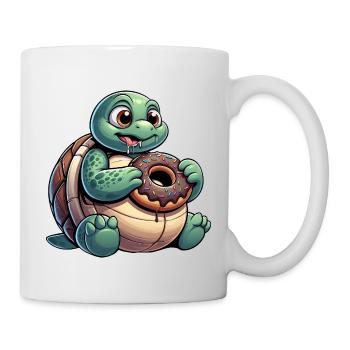 Mollige Cartoon Schildkröte im Donut-Look - Tasse - Weiß - Rechts