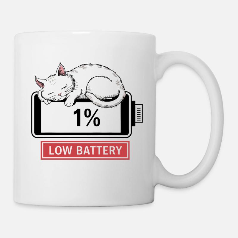 Cat Low Battery Funny Cat Sleeping Cat Lover - Mug - white