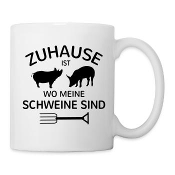 Schwein Schweinchen Landwirt Geschenk Bauer Farm - Tasse - Weiß - Rechts