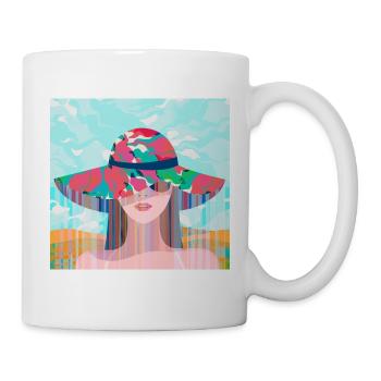 Woman with Psychedelic Colored Hat - Mug - white - Right