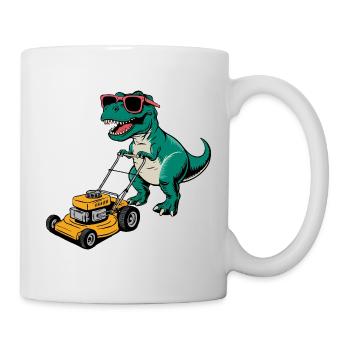 Dinosaur with Sunglasses Mowing Lawn - Mug - white - Right