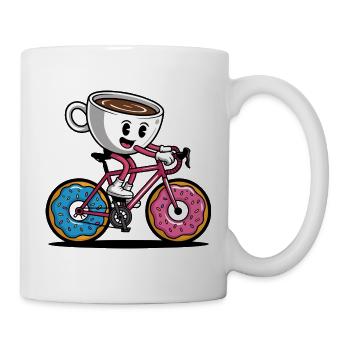 Becher mit einem Lächeln auf einem Donut-Fahrrad - Tasse - Weiß - Rechts