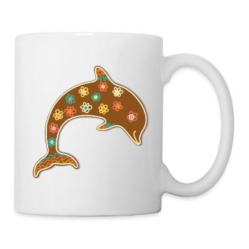 Niedlicher Lebkuchen Delphin Weihnachten Xmas Deko - Tasse - Weiß - Rechts