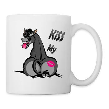 Humorous Donkey with Lipstick Kiss - Mug - white - Right