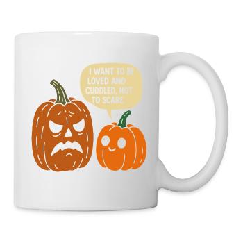 Kuscheliges Halloween Kürbis Duo - Tasse - Weiß - Rechts