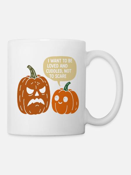 Kuscheliges Halloween Kürbis Duo - Tasse - Weiß