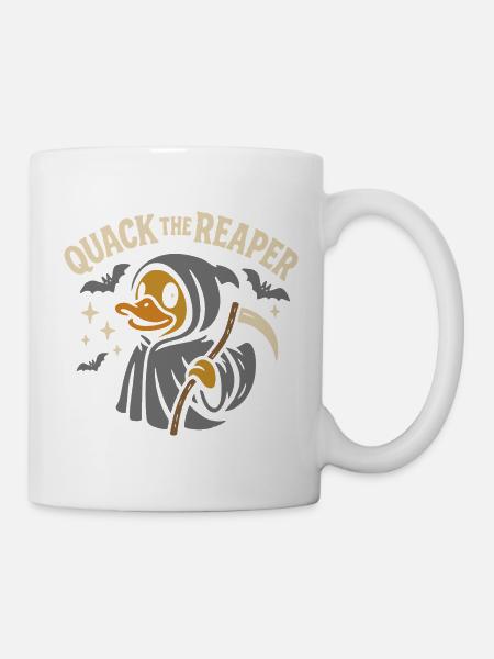 Sensenmann-Badeente mit lustigem Spruch Motiv - Tasse - Weiß